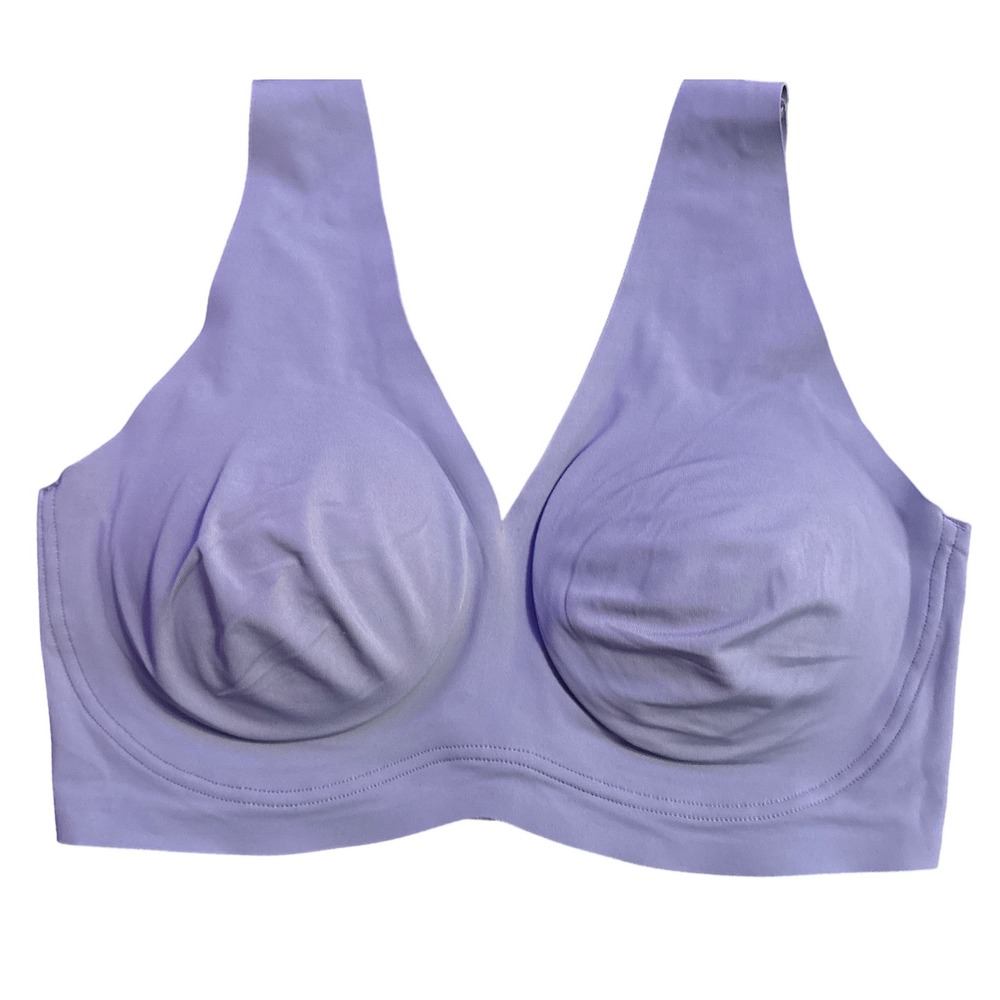 True & Co True Body Lift Triangle Wireless Bra Purple Full Cup Size M 34DDD 36DD